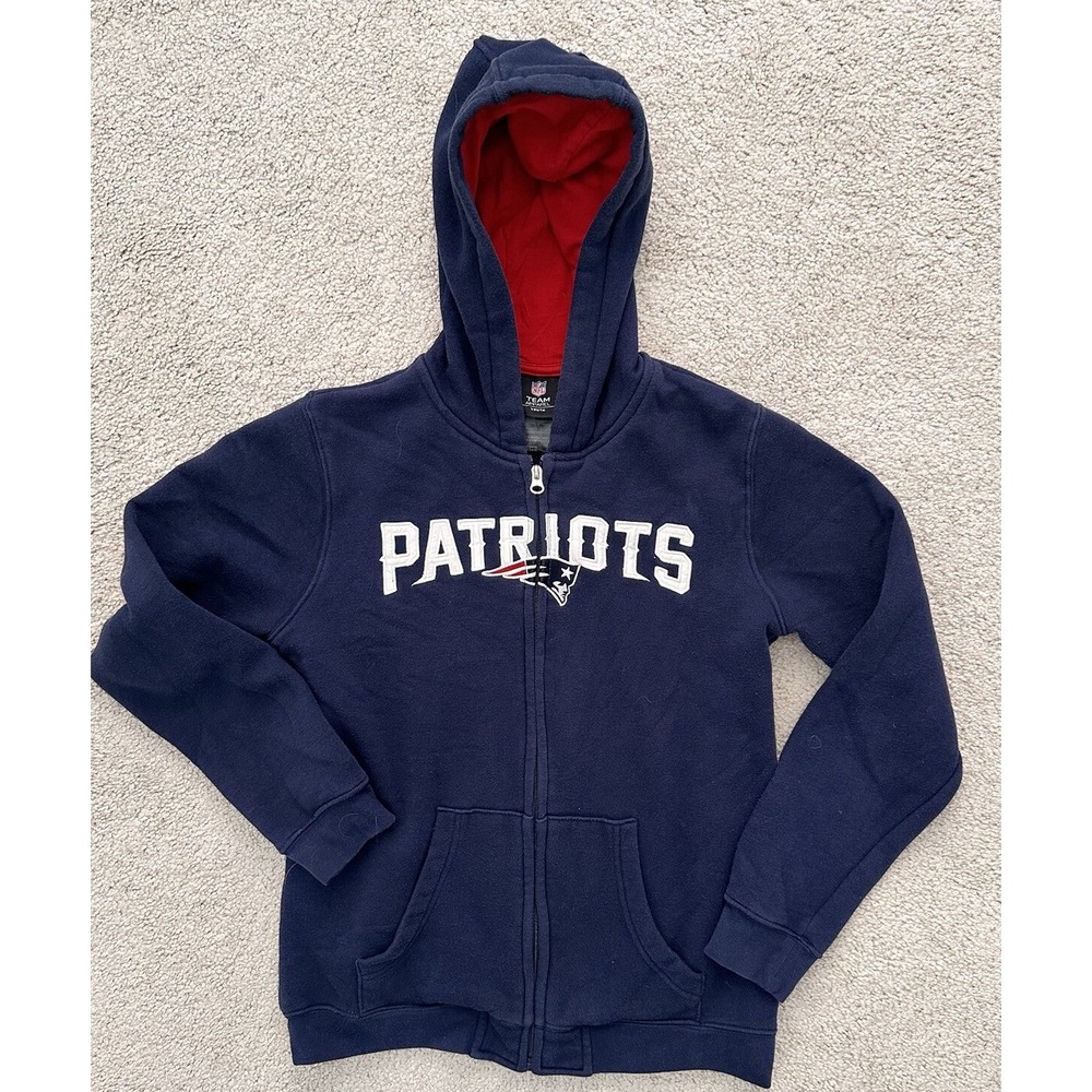 NFL Team Apparel NEW ENGLAND PATRIOTS Zip‎ Up Hoodie Jacket Sz YOUTH LARGE 14/16